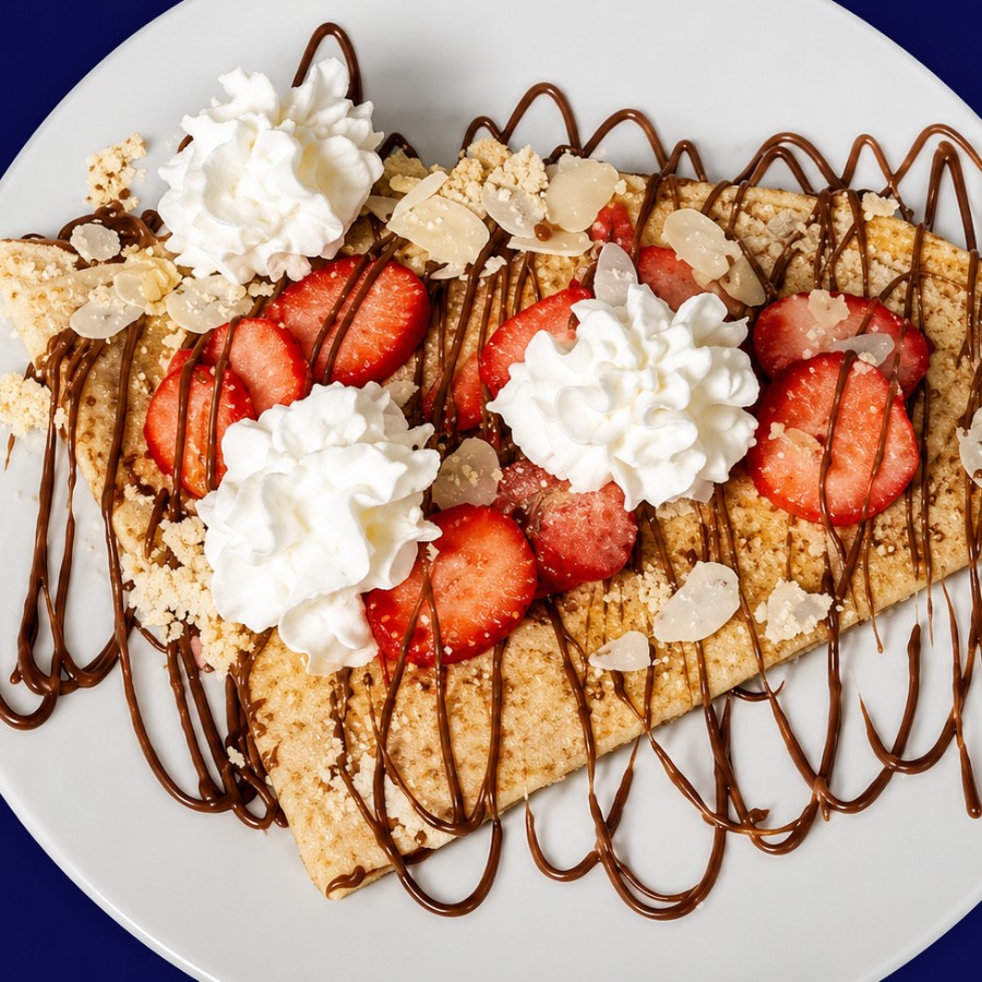 Crêpe sucrée fraises, chocolat et chantilly